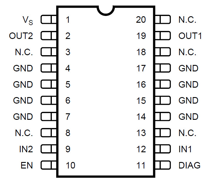 2 Pezzi L9997ND STM – Driver Dual Half Bridge SO-20, 7-16.5V, ±1.2A, Nuovi
